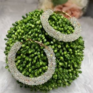 White Iridescent Hoop Earrings